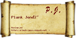 Plank Jenő névjegykártya